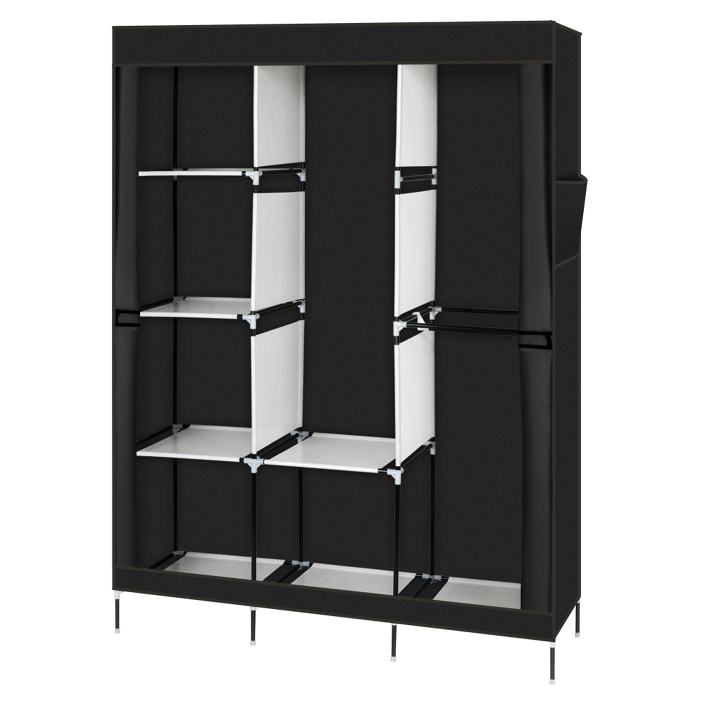 71" Portable Closet Wardrobe Clothes Rack Storage Organizer with Shelf Black