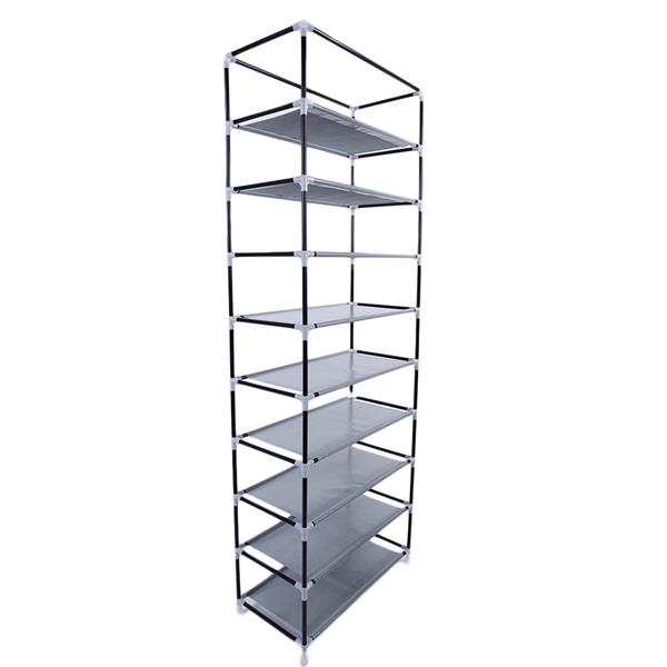 Fashionable Room-saving 9 Lattices Non-woven Fabric Shoe Rack Gray