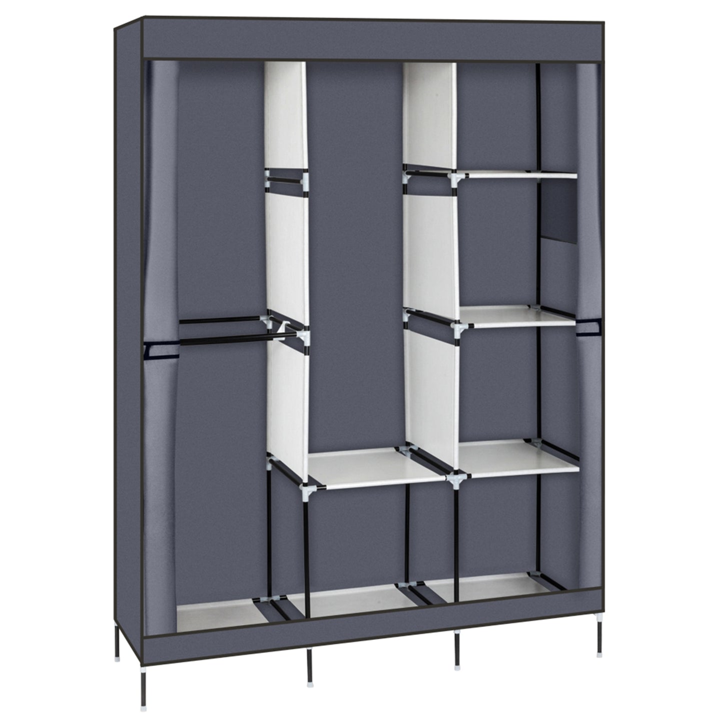 71" Portable Closet Wardrobe Clothes Rack Storage Organizer with Shelf Gray